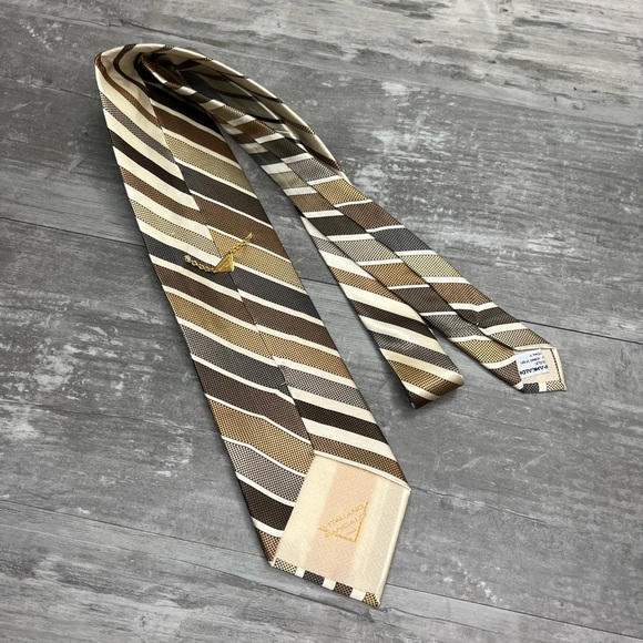 Vitaliano Pancaldi White, Grey, Gold & Taupe Stripe Tie - Picture 2 of 6